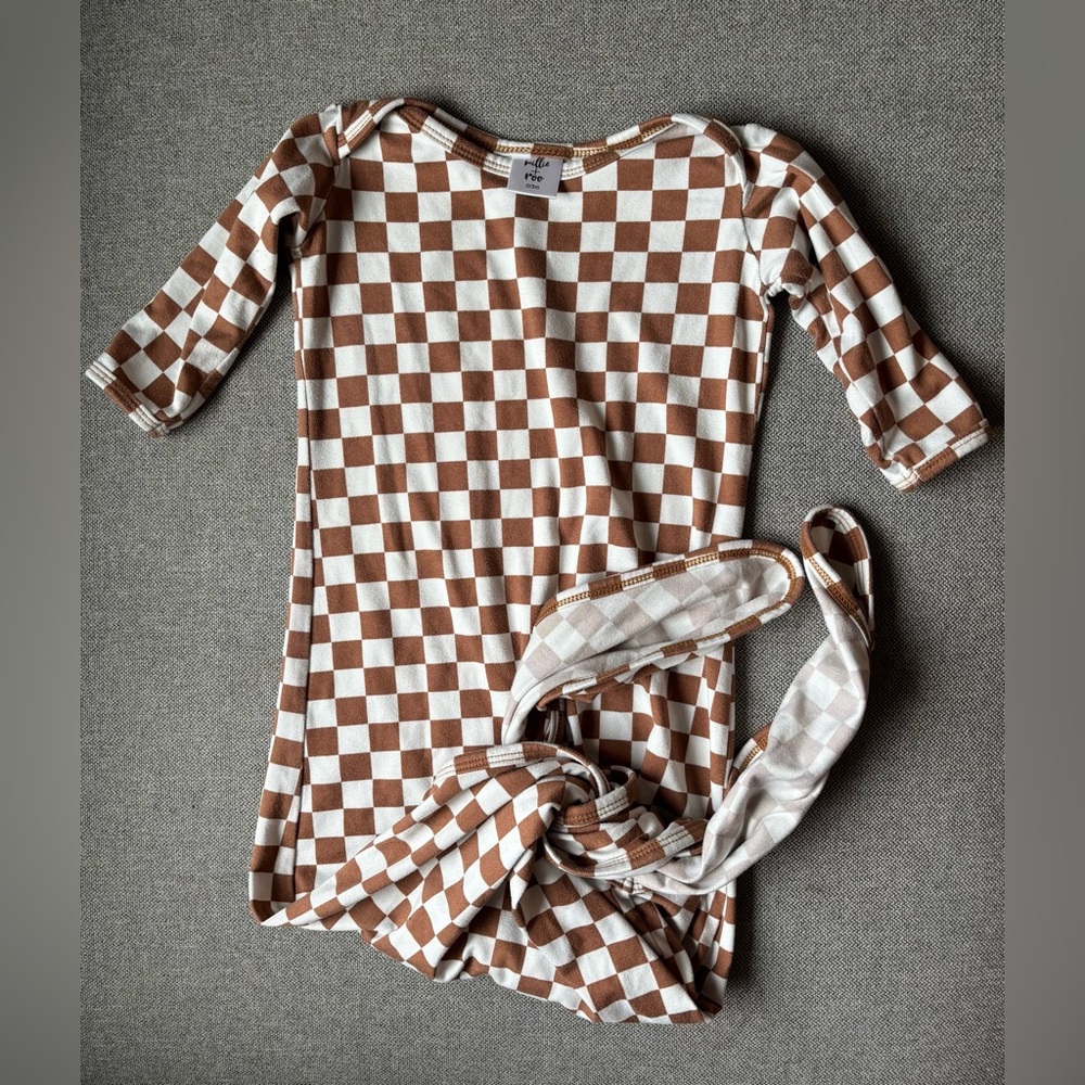 SET of 2: Millie and Roo Bamboo Checkered Baby Gown